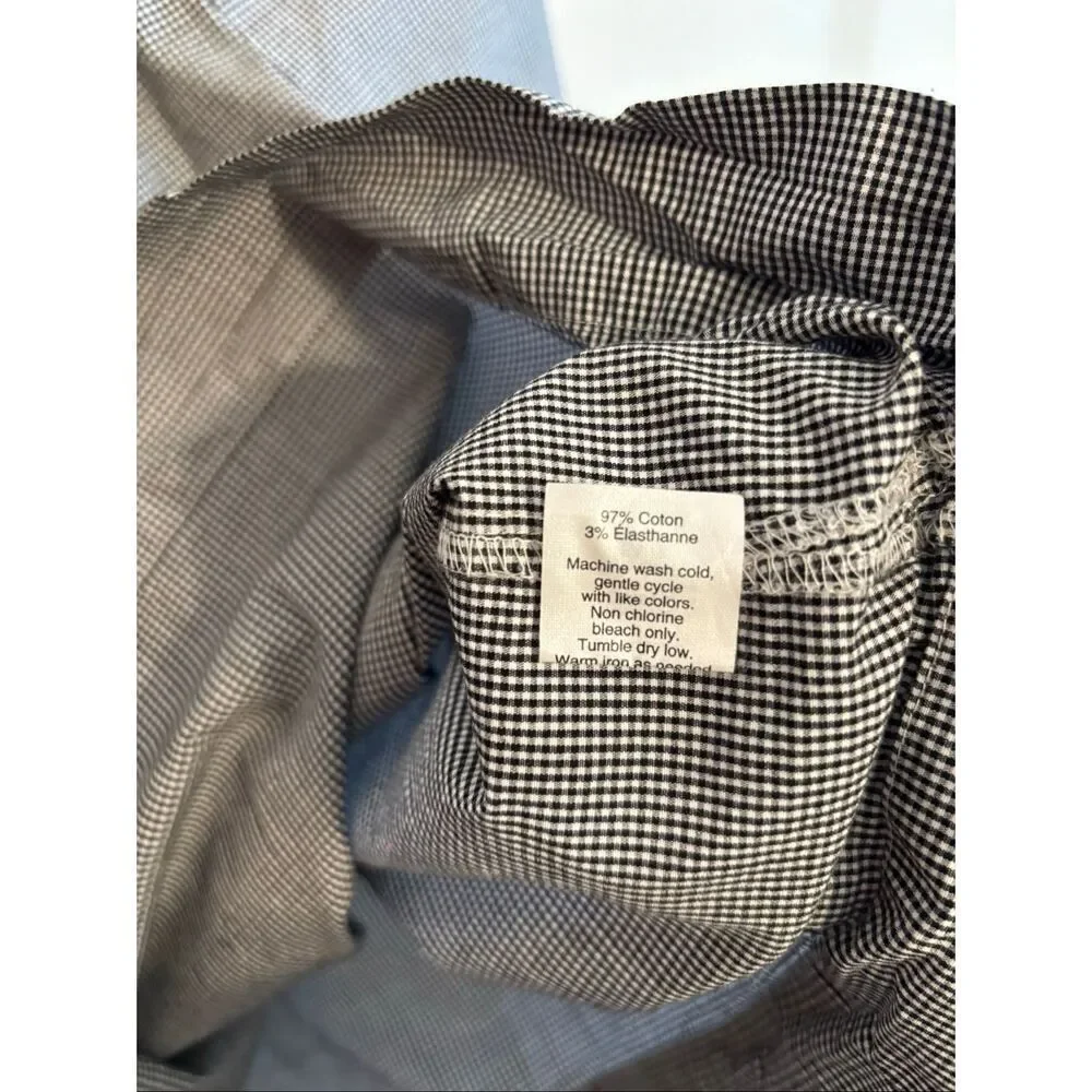 J.Crew Gingham Puff Sleeve Blouse XS Black White Square Neck Style G7060